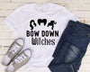 Load image into Gallery viewer, Bow Down Witches Halloween Shirt in White