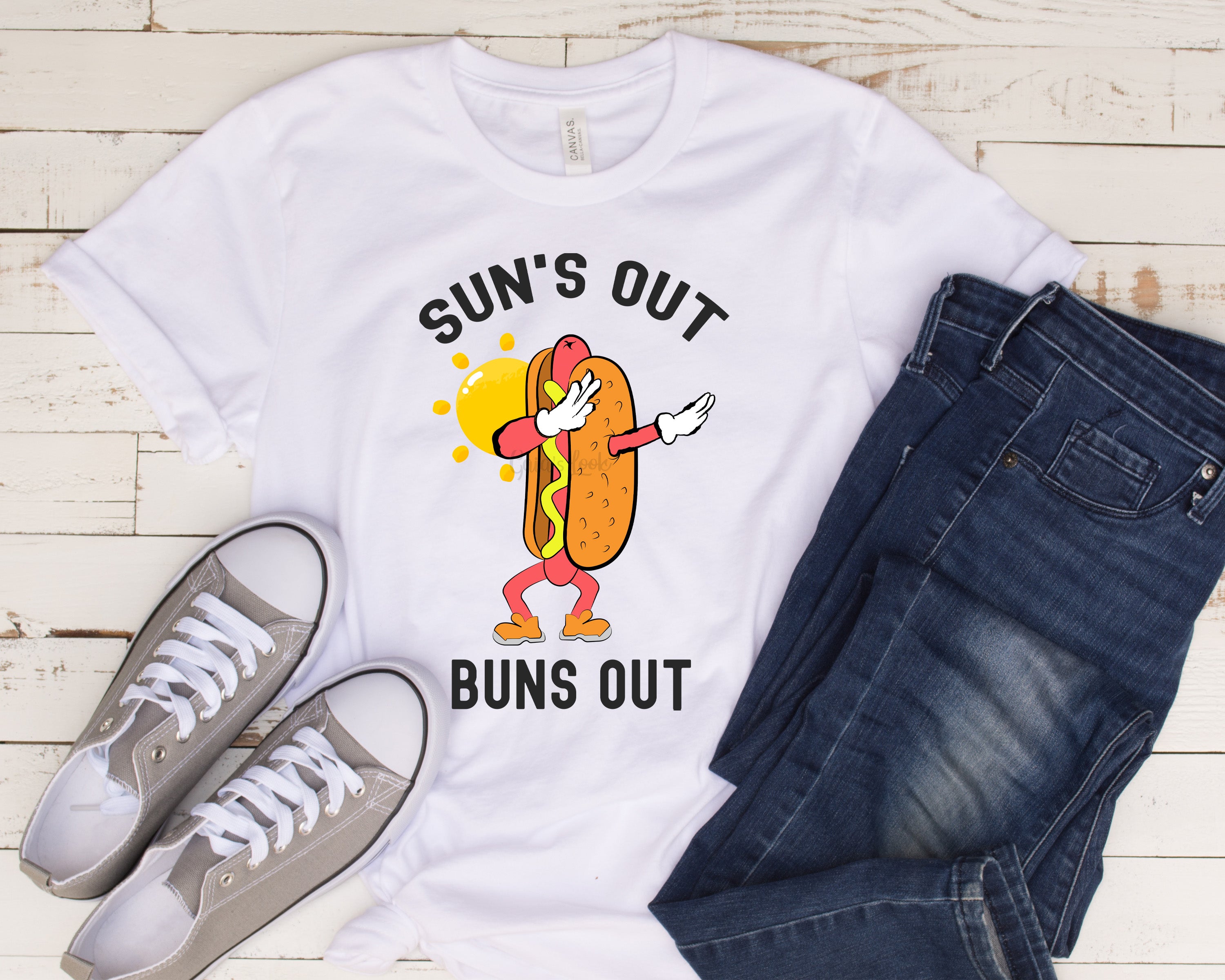 Sun's Out Buns Out White Hot Dog Shirt